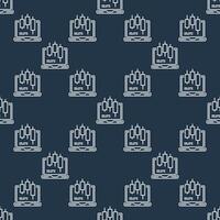 Laptop with candlestick pattern online e trading seamless pattern in outline style vector