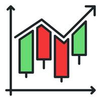 Uprising Candlestick Chart crypto trading colored icon or design element vector