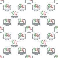 Candlestick Chart on PC Screen online trading seamless pattern in thin line style vector