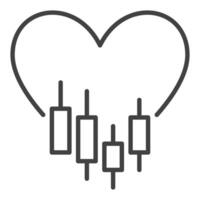 Heart with candlestick pattern I Love Trading linear icon or symbol vector