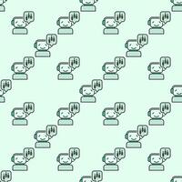 Smiling Trading Bot with Candlestick Chart colored seamless pattern vector
