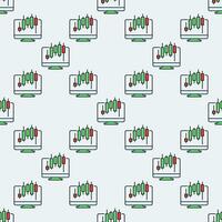 Candlestick Pattern on Computer Screen online trading colored seamless pattern vector