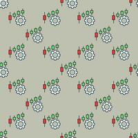 Gear with candlestick chart settings colored seamless pattern vector