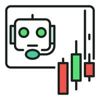 Cryptocurrency Trading Support in Speech Bubble AI Bot colored icon or logo element vector