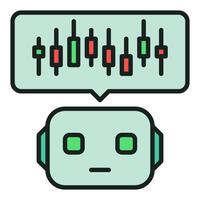 AI Cryptocurrency Trading Bot with Candlestick Chart colored icon or sign vector
