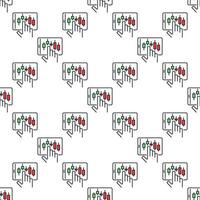 Candlestick chart on tablet screen electronic trading colored seamless pattern vector