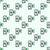 Automated Cryptocurrency Trading on Smartphone colored seamless pattern vector