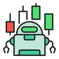 Crypto Trading Bot Automation Tools colored icon or symbol vector