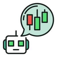 Cryptocurrency Trading Robot with Speech Bubble automation tools colored icon or design element vector