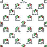 Candlestick pattern on Laptop Screen online e trading colored seamless pattern vector
