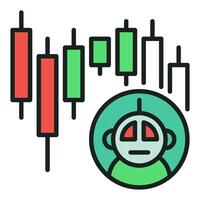 Candlestick Chart and Trading Bot colored icon or logo element vector
