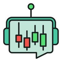 AI Cryptocurrency Trading Bot with Candlestick Chart colored icon or design element vector