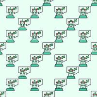 AI Cryptocurrency Trading Bot Candlestick Chart with Robot colored seamless pattern vector
