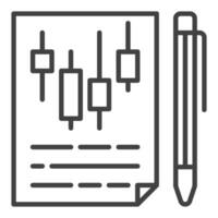 Paper with candlestick pattern electronic trading document outline icon or symbol vector