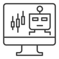 Automated Trading ChatBot on PC screen thin line icon or symbol vector