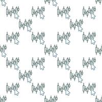 Mouse click on Candlestick chart e-trading outline seamless pattern vector
