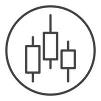 Circle with candlestick pattern selling financial derivatives thin line icon or design element vector