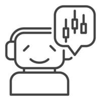 Happy Trading Bot with Candlestick Chart icon or symbol in outline style vector