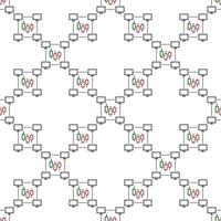Computers with candlestick chart online trading thin line seamless pattern vector