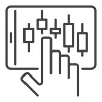Tablet with candlestick pattern on screen electronic trading linear icon or symbol vector