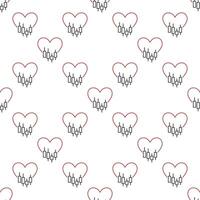 Heart with candlestick pattern I Love Trading linear seamless pattern vector