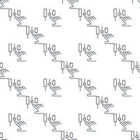 Hand with candlestick pattern electronic trading outline seamless pattern vector