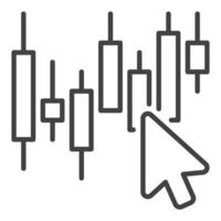 Mouse click on Candlestick chart e-trading outline icon or design element vector