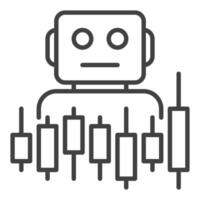 Candlestick Chart and Cryptocurrency Trading Bot outline icon or symbol vector
