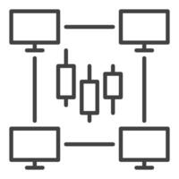 Computers with candlestick chart online trading thin line icon or symbol vector