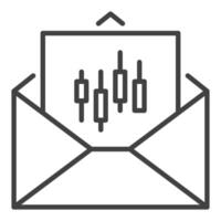 Message with candlestick pattern outline icon or symbol vector