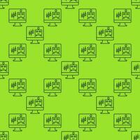 Automated Trading ChatBot on PC screen thin line seamless pattern vector