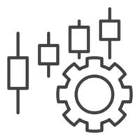 Cog Wheel and candlestick pattern settings thin line icon or design element vector