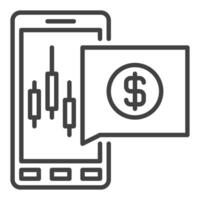 Automated Trading on Smartphone linear icon or symbol vector