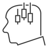 Candlestick Pattern inside human head linear icon or symbol vector