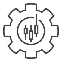 Gear with candlestick pattern trading settings thin line icon or symbol vector