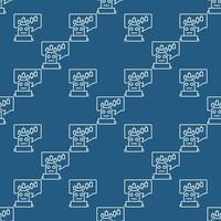 AI Trading Bot Candlestick Chart with Robot seamless pattern in thin line style vector