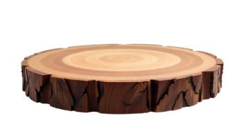 A wooden slice with concentric circles and bark on a transparent background, showcasing the natural texture and patterns of the wood png