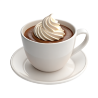 3D Minimalistic A cup of hot chocolate with whipped cream, isolated on a transparent background png