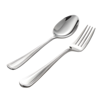 A minimalist Spoon and fork, isolated on a transparent background png