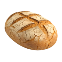 3D Icon, A loaf of sourdough bread with a rustic, cracked crust. isolated on a transparent background png