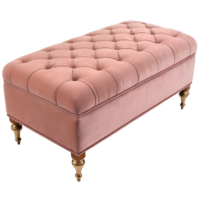 A Oldrose velvet ottoman with a rectangular shape and rounded edges, isolated on a transparent background png