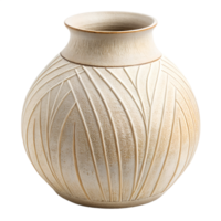 A ceramic vase with a textured, matte finish. isolated on a transparent background png