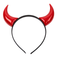 A pair of devil horns resting on a black headband, isolated on a transparent background png
