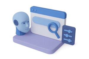 3D Isometric AI-powered search engine with advanced filters png