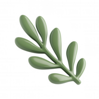3d Green glossy elegance with translucent surface, highlighting leaf botanical against minimalist clean backdrop for design elements png