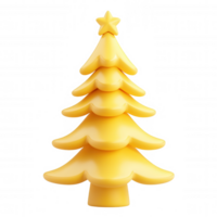 Golden topped, christmas tree gleaming, star 3d standing on transparent backdrop, ideal for festive seasonal graphics and design projects png