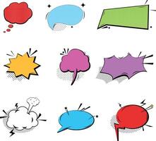 Set of comic style speech bubble with halftone effect vector
