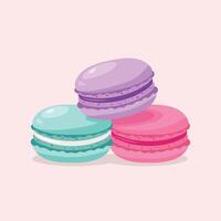 Stack of colorful sweet macarons different flavors and colors vector
