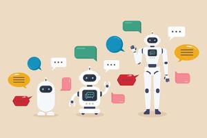 Answer questions with robots machine learning or ai artificial intelligence vector