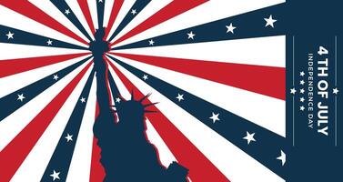 4th of July independence day greeting banner background template with statue of liberty. . vector